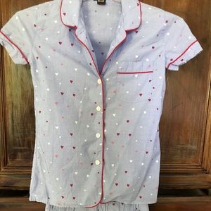 Collared heart pajama set